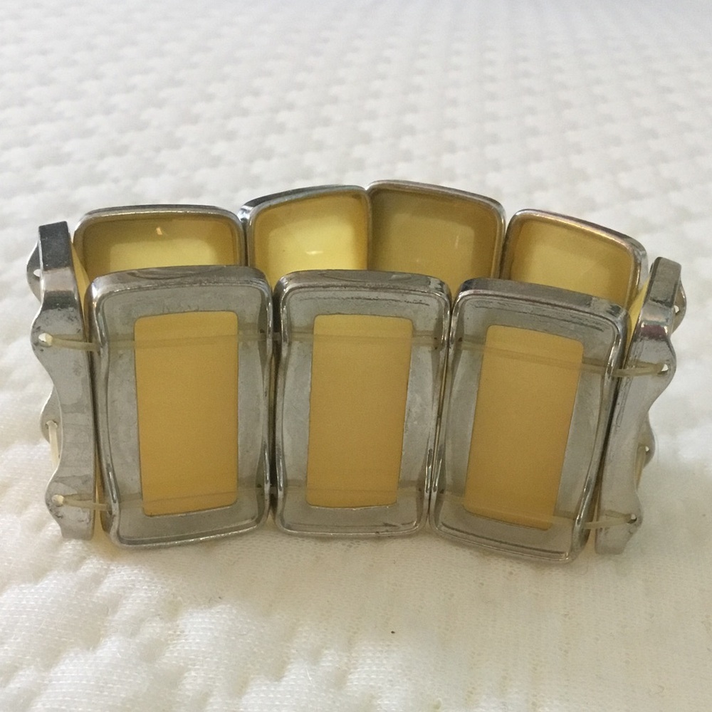Vintage Yellow and Silver Stretchy Bracelet - Picture 11 of 12